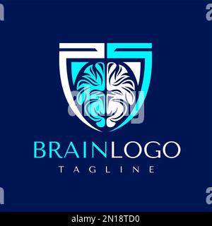 Modèle de conception moderne du logo Brain Shield. Vecteur graphique du logo cerveau de l'éducation. Illustration de Vecteur
