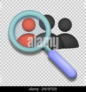 Loupe à la recherche de personnes 3D icône. Illustration vectorielle. SPE 10. Illustration de Vecteur