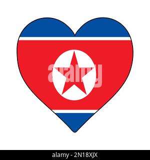 Drapeau de la forme du cœur de la Corée du Nord. J'aime la Corée du Nord. Visitez la Corée du Nord. Asie. Corée. Conception graphique d'illustration vectorielle. Illustration de Vecteur