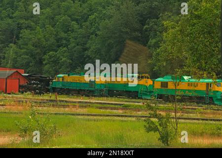 White Pass Yukon route Railroad train, près de Skagway, Alaska Banque D'Images