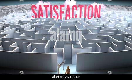 Une personne vulnérable face à un grand obstacle et un défi pour trouver une voie vers la satisfaction. Une lutte de passer par un labyrinthe de difficultés et Banque D'Images