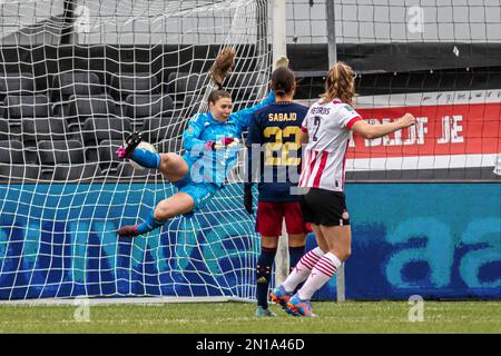 Eindhoven, pays-Bas. 05th févr. 2023. Eindhoven, pays-Bas, 5 février 2023: Le PSV a obtenu des scores lors du match Azerion Eredivisiie Vrouwen entre le PSV et Ajax à de Herdgang à Eindhoven, pays-Bas. (Leitting Gao/SPP) crédit: SPP Sport presse photo. /Alamy Live News Banque D'Images