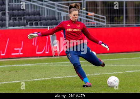 Eindhoven, pays-Bas. 05th févr. 2023. Eindhoven, pays-Bas, 5 février 2023: Lize Kop (1 Ajax) avant le jeu Azerion Eredivisiie Vrouwen entre le PSV et Ajax à de Herdgang à Eindhoven, pays-Bas. (Leitting Gao/SPP) crédit: SPP Sport presse photo. /Alamy Live News Banque D'Images