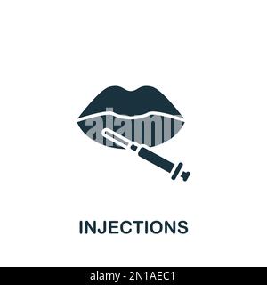 Icône injections. Signe simple monochrome de la collection de cosmétologie. Icône injections pour logo, modèles, web design et infographies. Illustration de Vecteur