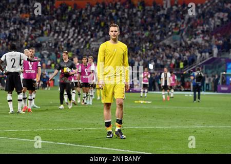 Manuel NEUER (goalwart FC Bayern Munich) après l'interview de SZ dans le futur critique ouvert! ARCHIVE PHOTO; goalwart Manuel NEUER (GER) déçu après le match, Allemagne (GER) - Japon (JPN) groupe phase E sur 23 novembre 2022, Stade international de Khalifa. Coupe du monde de football 2022 au Qatar à partir de 20,11. - 18.12.2022 Banque D'Images