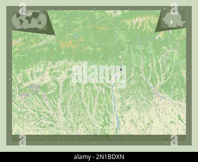 Valcea, comté de Roumanie. Ouvrez la carte des rues. Cartes d'emplacement auxiliaire d'angle Banque D'Images