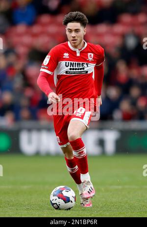 Hayden Hackney de Middlesbrough en action pendant le match du championnat Sky Bet au stade Riverside, à Middlesbrough. Date de la photo: Samedi 4 février 2023. Banque D'Images