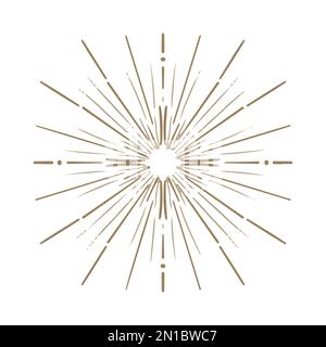 Vecteur Résumé doré soleil dessiné à la main dans le style boho. Corps céleste, étoile isotérique, signes du zodiaque. Illustration de Vecteur