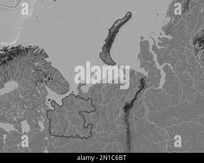 Arkhangel'sk, région de Russie. Carte d'altitude à deux niveaux avec lacs et rivières Banque D'Images