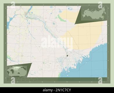 Astrakhan', région de Russie. Ouvrez la carte des rues. Cartes d'emplacement auxiliaire d'angle Banque D'Images