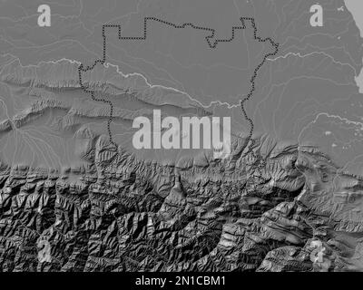 Tchétchénie, république de Russie. Carte d'altitude à deux niveaux avec lacs et rivières Banque D'Images