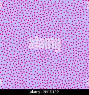 Motif à pois fluo sans couture. Cercles de couleur rose dessinés à la main sur fond violet. Déco points aléatoires abstraits. Illustration vectorielle brillante pour Illustration de Vecteur