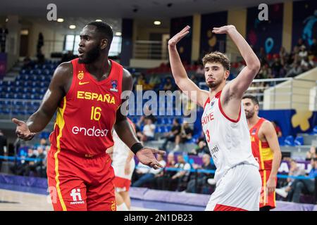 Tbilissi, Géorgie, 7 septembre 2022. Alperen Sengunof Turkey réagit lors du match FIBA Eurobasket 2022, groupe A entre la Turquie et l'Espagne à l'arène de Tbilissi à Belgrade, Serbie. 7 septembre 2023. Crédit : Nikola Krstic/Alay Banque D'Images