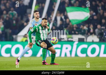 Borja Iglesias de Real Betis et Unaï Nunez de RC Celta de Vigo lors du championnat d'Espagne la Ligue match de football entre Real Betis et RC Celta de Vigo sur 4 février 2023 au stade Benito Villamarin à Séville, Espagne - photo: Joaquin Corchero/DPPI/LiveMedia Banque D'Images