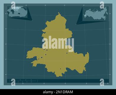 Rostov, région de Russie. Forme de couleur unie. Lieux des principales villes de la région. Cartes d'emplacement auxiliaire d'angle Banque D'Images