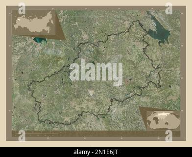 Tver', région de Russie. Carte satellite haute résolution. Cartes d'emplacement auxiliaire d'angle Banque D'Images