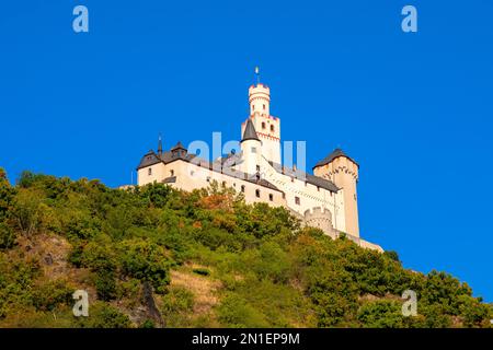 Marksburg, château, vallée du Haut-Rhin moyen, site du patrimoine mondial de l'UNESCO, Rhénanie-Palatinat, Allemagne, Europe Banque D'Images