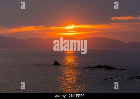 Coucher de soleil, Punta Ala, Toscane, Italie, Europe Banque D'Images