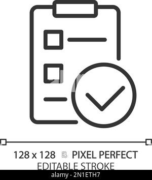 Liste de vérification avec coches pixel Perfect Linear icône Illustration de Vecteur