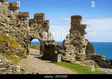 Château de Tintagel, Cornouailles, Angleterre, Royaume-Uni, Europe Banque D'Images