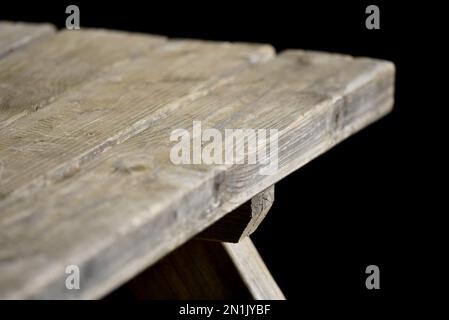 Banquette extérieure en bois à proximité. Banque D'Images