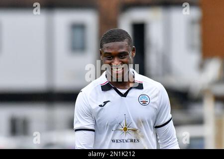 Swansea, pays de Galles. 4 février 2023. Richard Faakye de Swansea City pendant le match de la Ligue de développement professionnel entre Swansea City moins de 18 ans et Millwall moins de 18 ans à la Swansea City Academy à Swansea, pays de Galles, Royaume-Uni, le 4 février 2023. Crédit : Duncan Thomas/Majestic Media. Banque D'Images