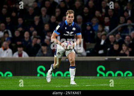 Twickenham. Royaume-Uni. 04 février 2023. Angleterre V Ecosse, coupe Culcutta, Guinness 6 nations. Stade de Twickenham. Twickenham. Duhan van der Merwe (Écosse) pendant le match de rugby Angleterre V Ecosse, coupe Culcutta dans les nations Guinness 6. Banque D'Images