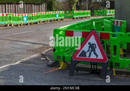 Travaux entrepris par City Fiber pour installer un tout nouveau réseau haut débit ultra-rapide dans la région de Poole, Dorset UK, en février Banque D'Images