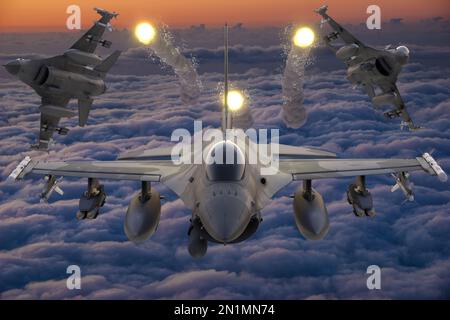 Avion de combat moderne avec armement suspendu Banque D'Images