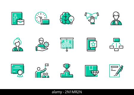 Affaires et gestion - jeu d'icônes de style de design de ligne moderne Illustration de Vecteur