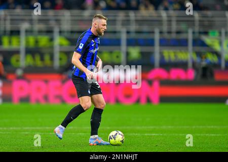 Milan, Italie. 05th févr. 2023. Milan Skriniar (37) d'Inter vu pendant la série Un match entre Inter et AC Milan à Giuseppe Meazza à Milan. (Crédit photo : Gonzales photo/Alamy Live News Banque D'Images