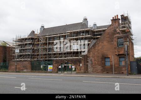 Scotland Street School Museum avec échafaudage pendant les travaux de rénovation, Glasgow, Écosse, Royaume-Uni, Europe Banque D'Images