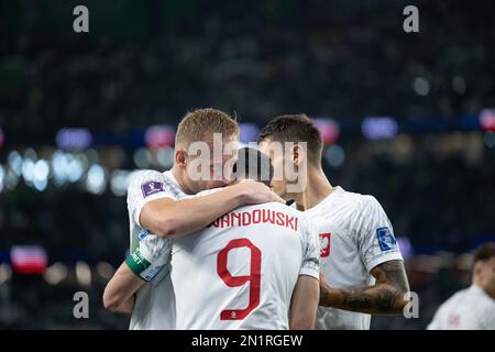 Robert Lewandowski lors du match de la coupe du monde de la FIFA, Qatar 2022, groupe C entre la Pologne et l'Arabie Saoudite au stade de la ville d'éducation sur 26 novembre 2022 à Al Rayyan, Qatar. (Photo par MB Media) Banque D'Images