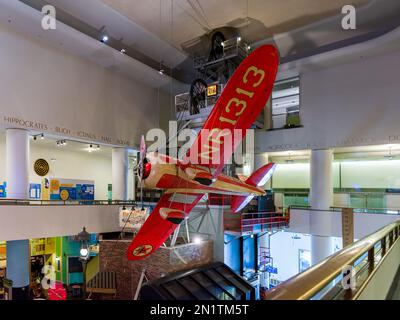 Chicago, il, États-Unis - 6 février 2023: Texaco 13 (NR1313), Frank Haws construit un avion de course au Musée des sciences et de l'industrie de Chicago. Banque D'Images