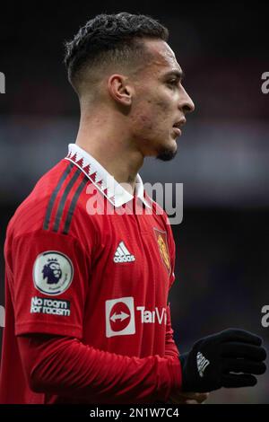 MANCHESTER, ANGLETERRE - FÉVRIER 04 : Antony de Manchester United lors du match de la Premier League entre Manchester United et Crystal Palace à Old Tra Banque D'Images