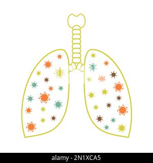 Le coronavirus attaque les poumons humains et provoque une pneumonie. Infection pulmonaire - Covid-19, vcov 2019. Virus microscope gros plan Illustration de Vecteur