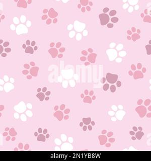 Motif de paw pour animaux sans coutures. Empreinte de chat ou de chien sur fond rose. Banque D'Images
