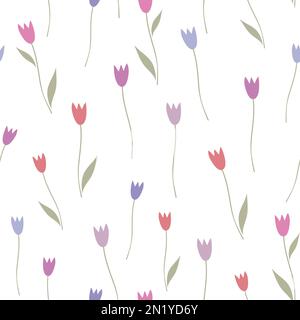 Motif fleurs printanières sans couture. Texture florale sur fond blanc. Il peut être utilisé pour les fonds d'écran, l'emballage, les cartes et les motifs. Banque D'Images