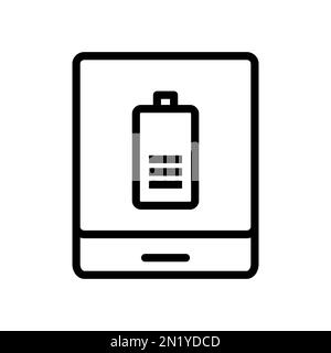 Ligne d'icône de charge de la tablette isolée sur fond blanc. Icône fine et plate noire sur un style moderne. Symbole linéaire et contour modifiable. Simple et pixe Illustration de Vecteur