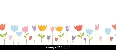Motif fleuri sans coutures. Bordure horizontale avec fleurs Banque D'Images