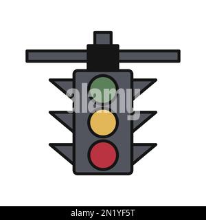 Icône de ligne de feu de circulation isolée sur fond blanc. Icône fine et plate noire sur un style moderne. Symbole linéaire et contour modifiable. Simple et pixe Illustration de Vecteur