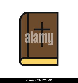 Icône de ligne de la Bible isolée sur fond blanc. Icône fine et plate noire sur un style moderne. Symbole linéaire et contour modifiable. Simple et pixel perfec Illustration de Vecteur