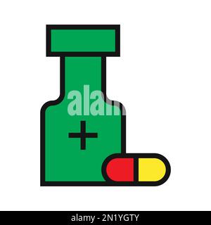 Icône de la ligne de médicaments isolée sur fond blanc. Icône fine et plate noire sur un style moderne. Symbole linéaire et contour modifiable. Simple et pixel par Illustration de Vecteur