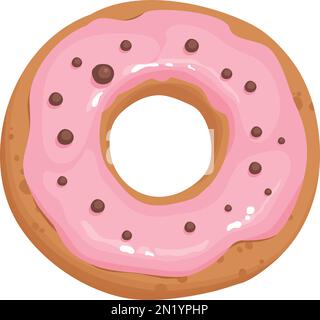 Vecteur de dessin animé d'icône de gâteau de beignet. Sucré au chocolat Illustration de Vecteur