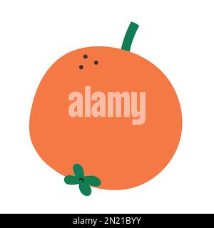 Illustration de fruits orange entiers, illustration de dessins animés mignons isolée sur fond blanc Illustration de Vecteur