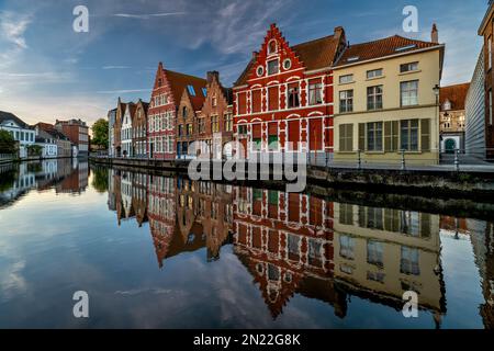 Maisons des canaux, Bruges, Belgique Banque D'Images
