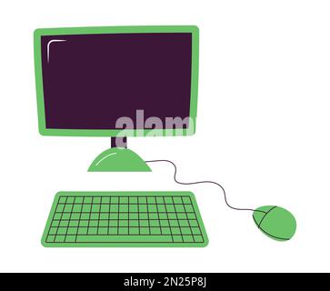 Computer monitor with keyboard and mouse. Computer science icon. Back to school illustration. Illustration de Vecteur