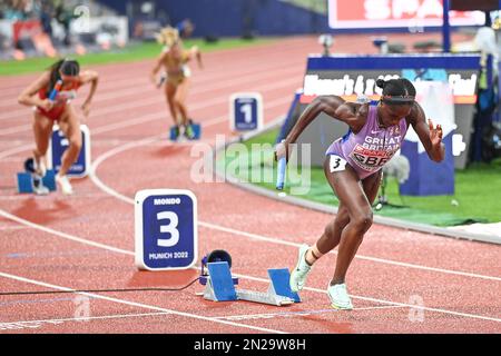 Victoria Ohuruogu (Grande-Bretagne). 4 x 400 relais course femmes Médaille de bronze. Championnats d'Europe Munich 2022 Banque D'Images