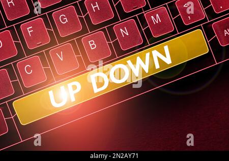 Affiche Up Down. Mot pour regarder ou se sentir vers le haut vers le bas ou pour se sentir absolument vissé Banque D'Images