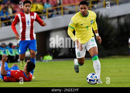 Bogota, Colombie, 6 février 2023. Le brésilien Robert Renan lors du tournoi de CONMEBOL U-20 entre le Brésil (2) et le Paraguay (0) à Bogota (Colombie), le 6 février 2023. Photo de: Cristian Bayona/long Visual Press Banque D'Images